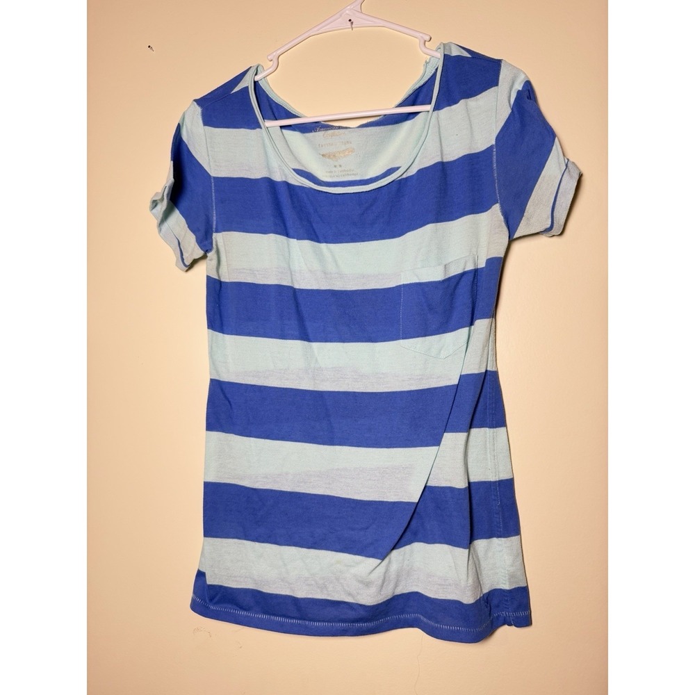 Vintage American Eagle Outfitters Cotton Stripe Tee Y2K Retro Preppy M
